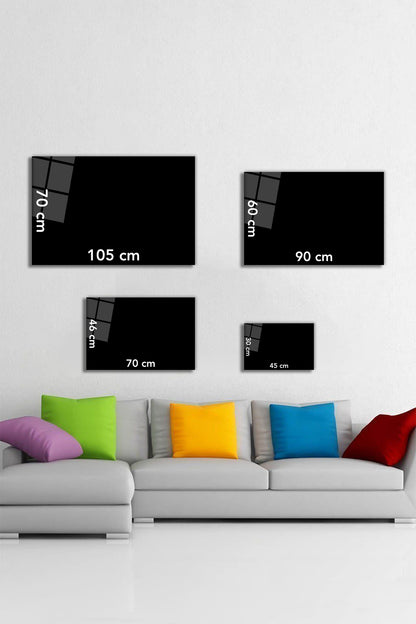 Kızıl Şehir Manzarası Yatay Cam Tablo, Ev ve Ofis Duvar Dekoru, Lüks Hediyelik