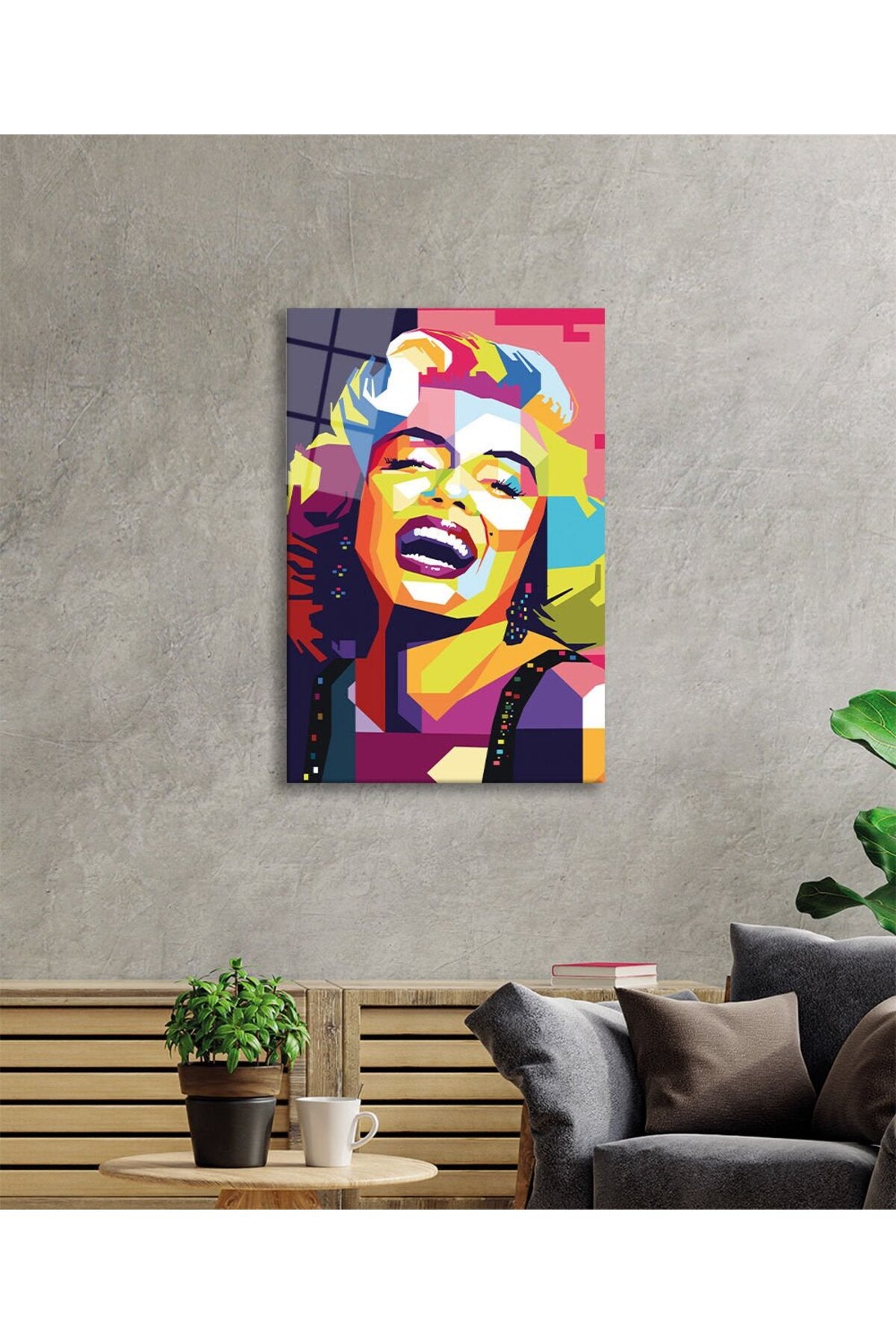 Rengarenk Marilyn Monroe Cam Tablo, Ev Ve Ofis Duvar Dekoru, Hediyelik, Dayanıklı 4mm Temperli Cam