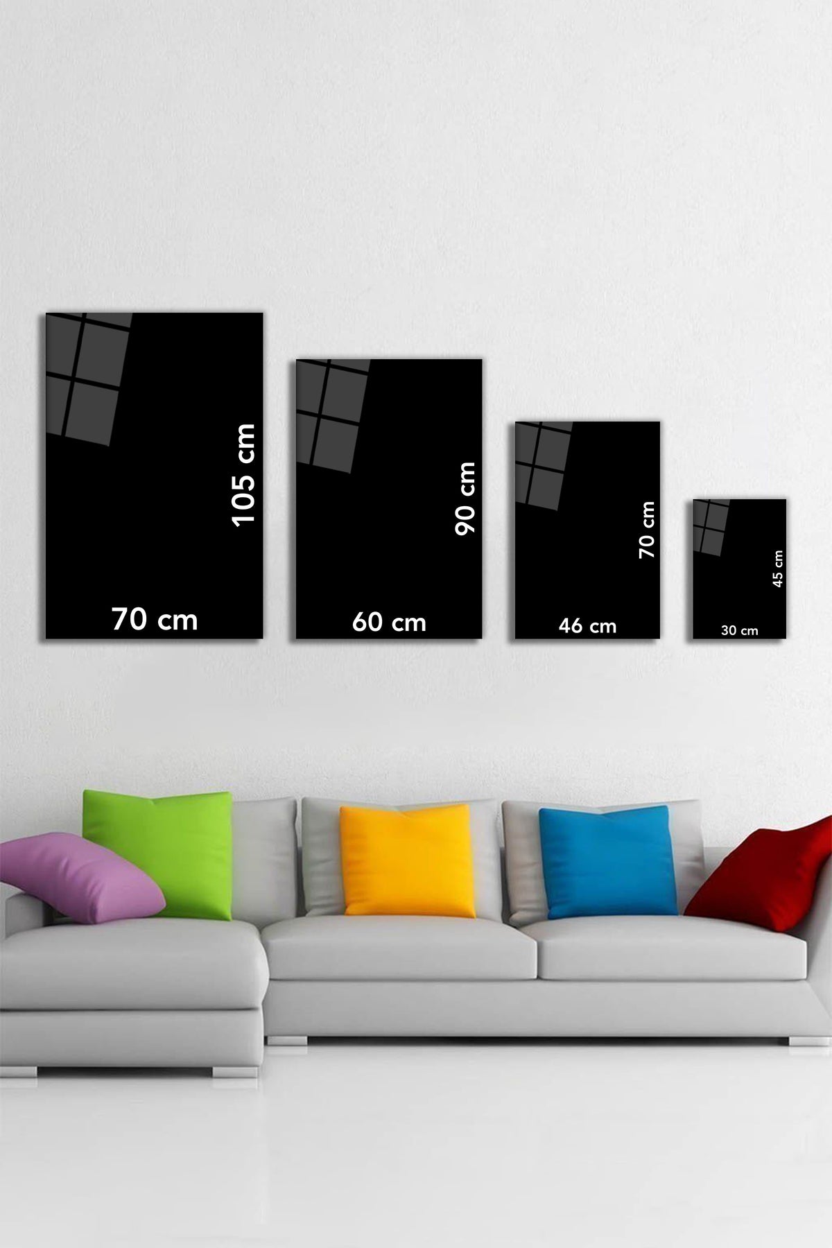 Kayalar ve Şelale Dikey Cam Tablo, Ev ve Ofis Duvar Dekoru, Lüks Hediyelik, Kırılmaz Çizilmez