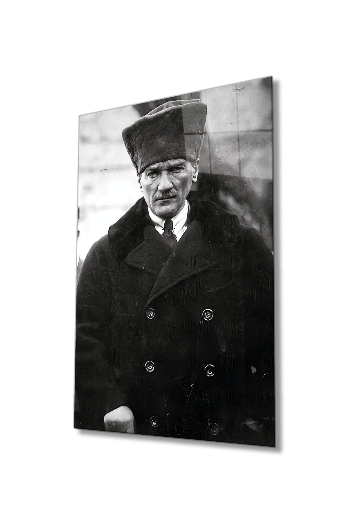 Mustafa Kemal Atatürk Portresi Cam Tablo, Ev Ofis Okul Duvar Dekoru, Hediyelik, Uv Baskılı Temperli