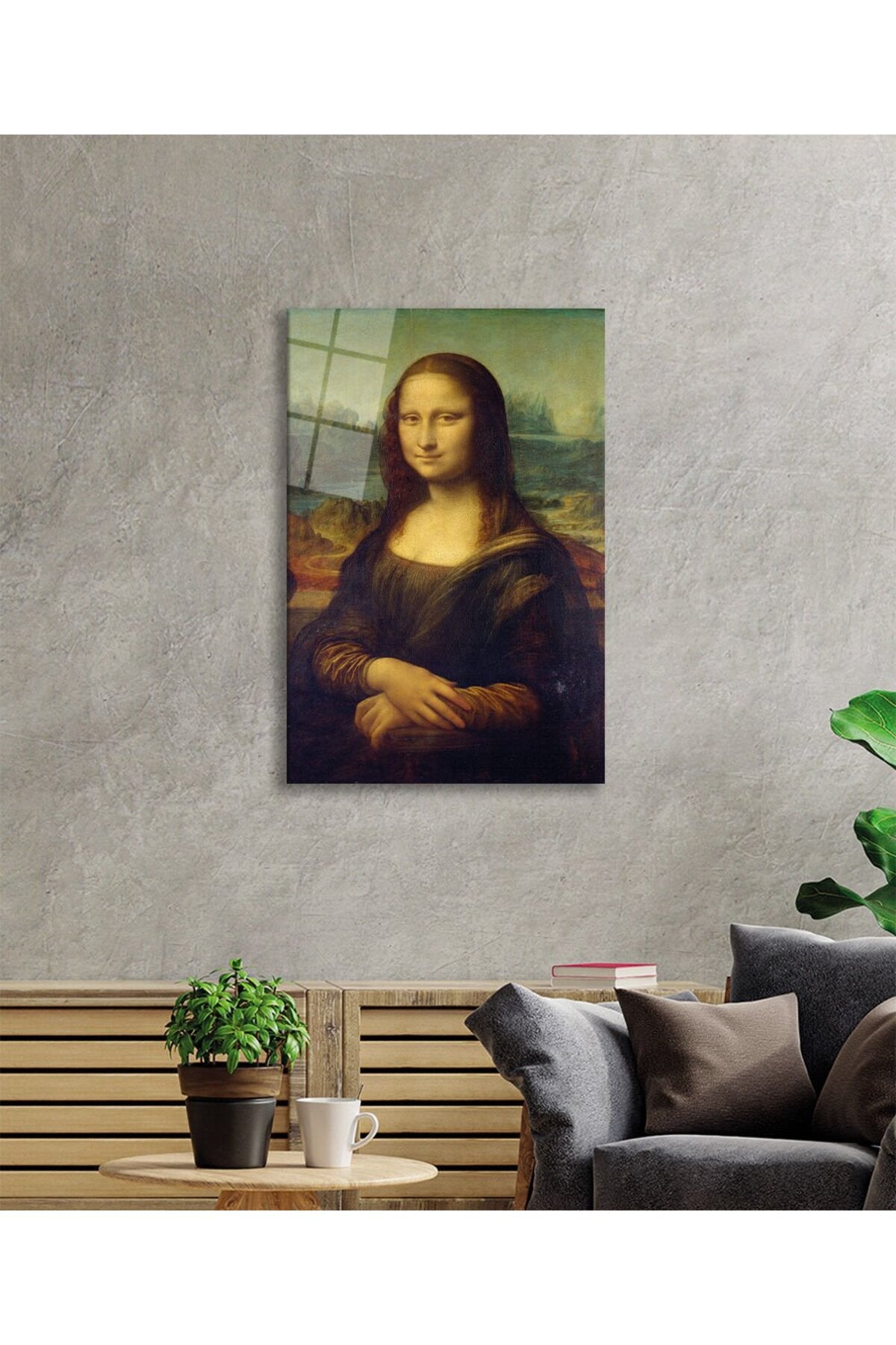 Leonardo Da Vinci Mona Lisa Sanat Cam Tablo, Ev Ofis Duvar Dekoru, Hediyelik, Dayanıklı Temperli Cam
