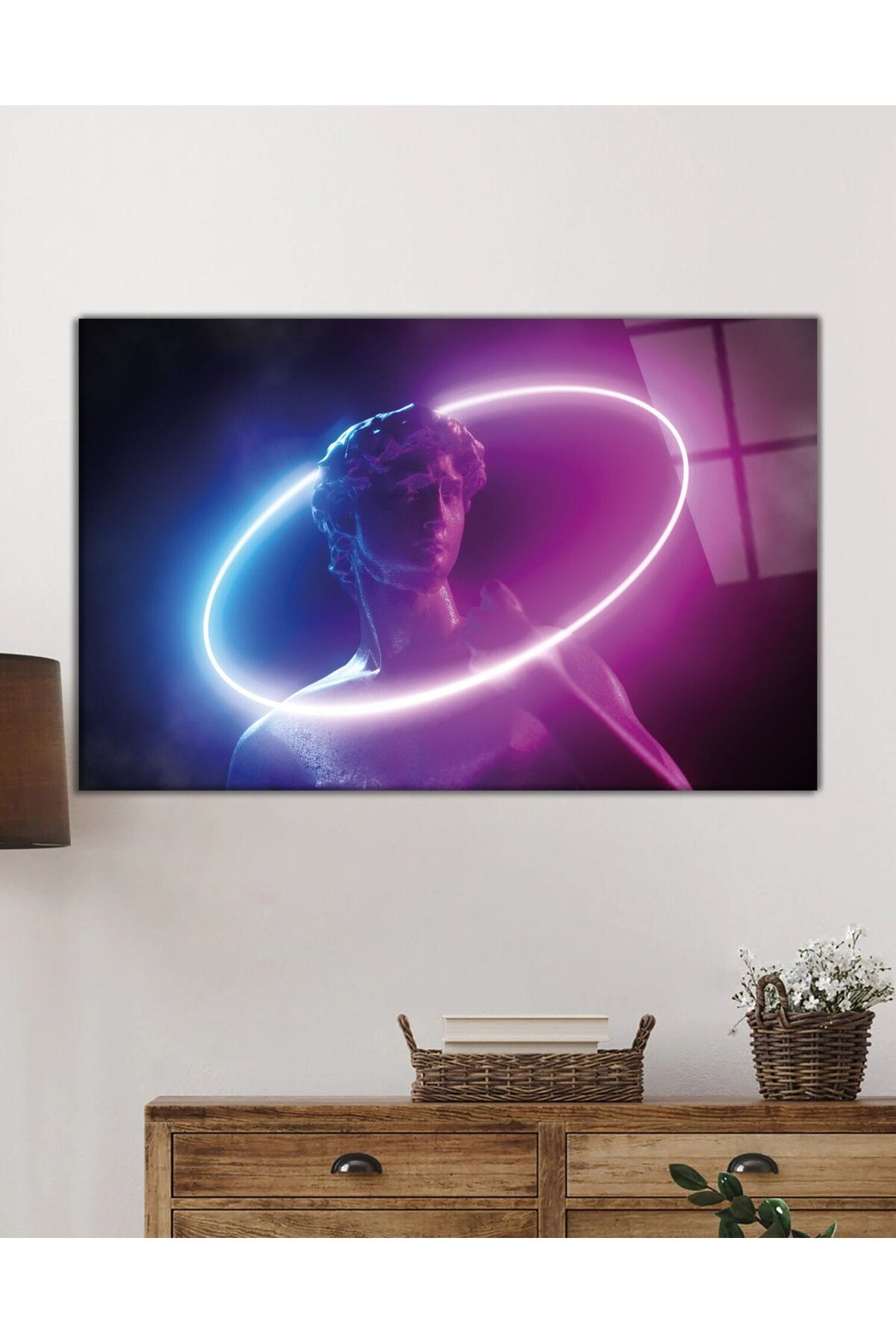 Soyut Neon Heykel Cam Tablo, Şık Modern Ev Ve Ofis Duvar Dekoru, Hediyelik, Dayanıklı Temperli Cam