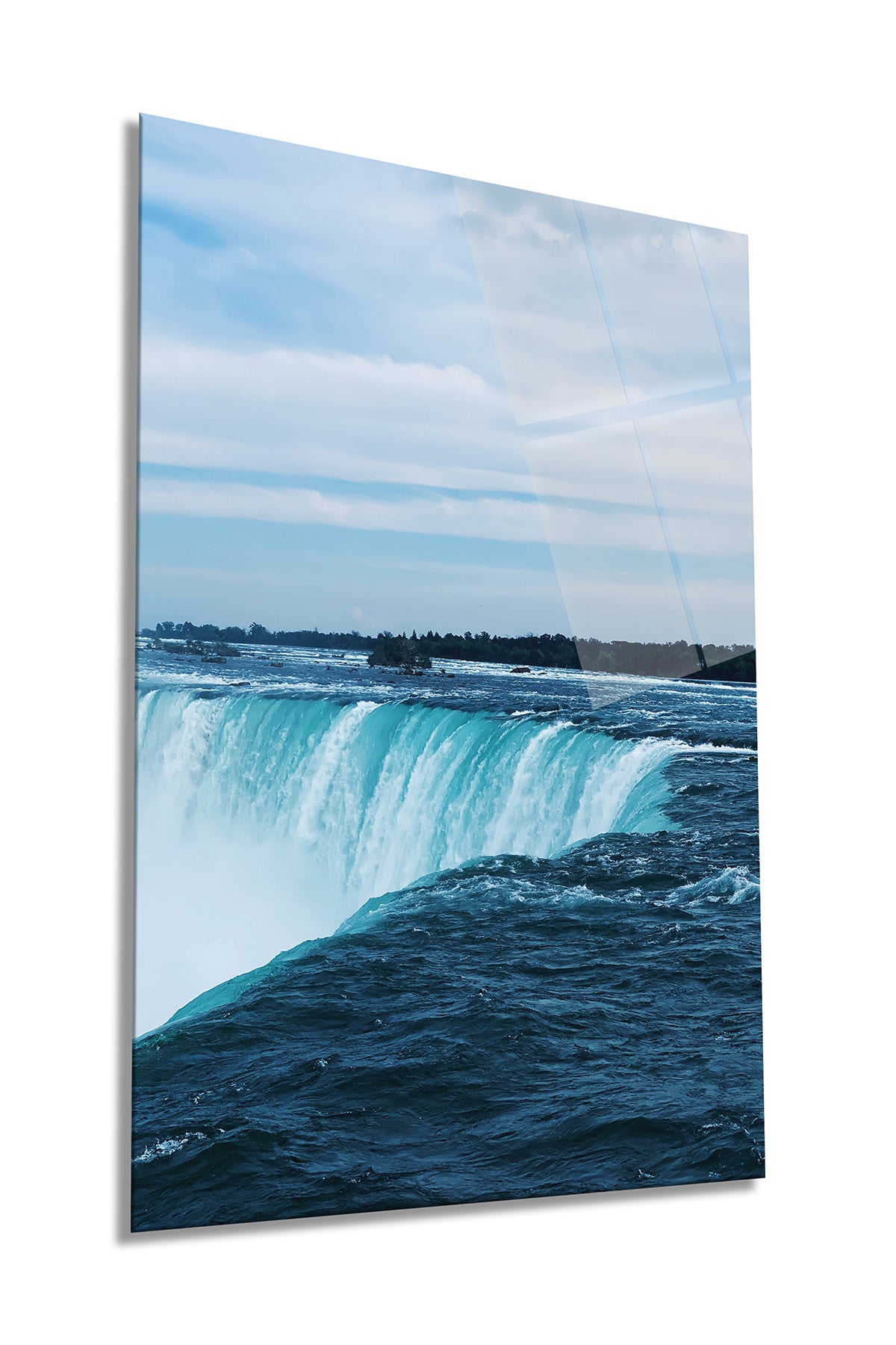 Niagara Şelalesi Dikey Cam Tablo, Ev ve Ofis Duvar Dekoru, Lüks Hediyelik, Kırılmaz Çizilmez