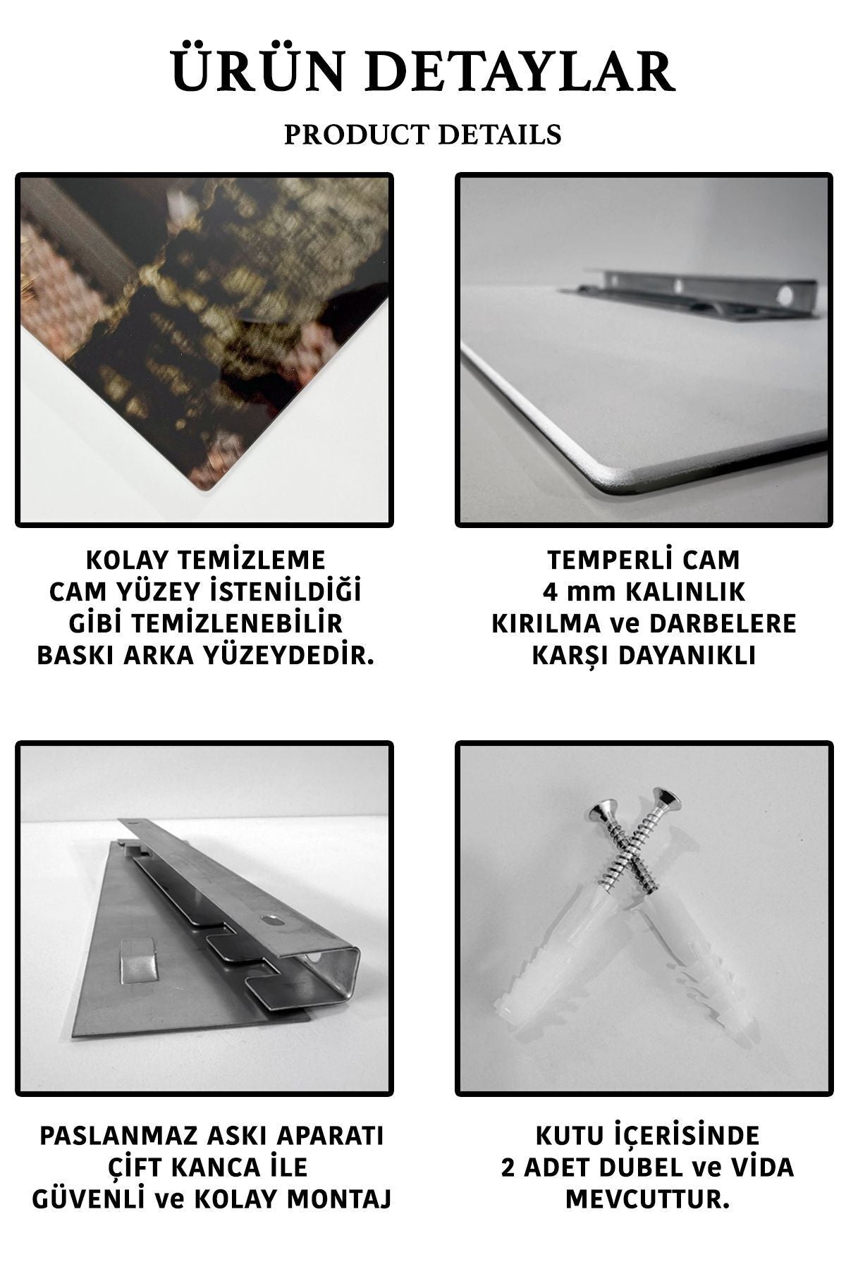 AYETEL KÜRSİ CAM TABLO - DİNİ DUVAR TABLO -KIRILMAZ CAM TABLO-İSLAMİ DEKORATİF TABLO-YENİ EVE HEDİYE