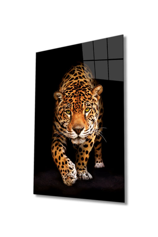 Vahşi Jaguar Hayvan Portresi Cam Tablo, Ev Ofis Okul Duvar Dekoru, Hediyelik, Uv Baskılı Temperli