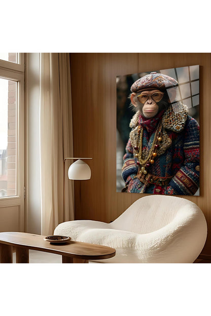 Vintage Stil Maymun Cam Tablo – Eğlenceli ve Şık Bir Ev & Ofis Hediyesi