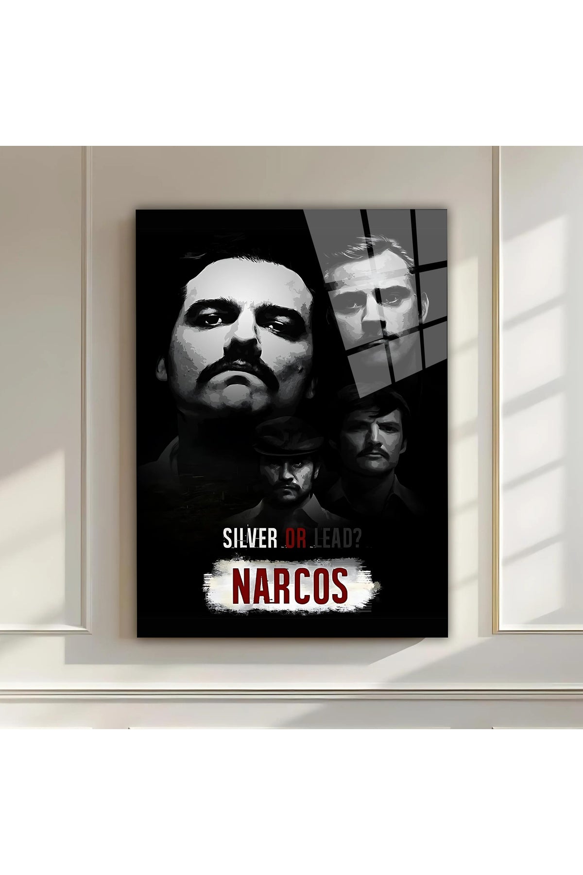 Narcos Dizi Temalı Cam Tablo – Pablo Escobar ve Karakterler