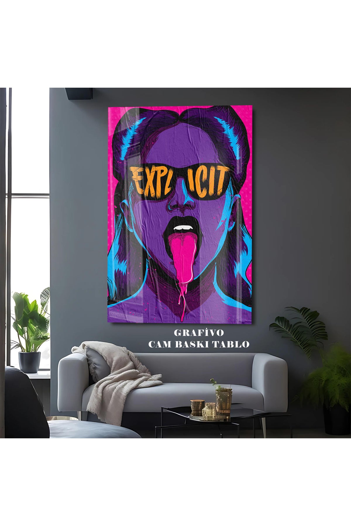 Genç Odası Dekor Pop Art Cam Tablo – Neon Sanat