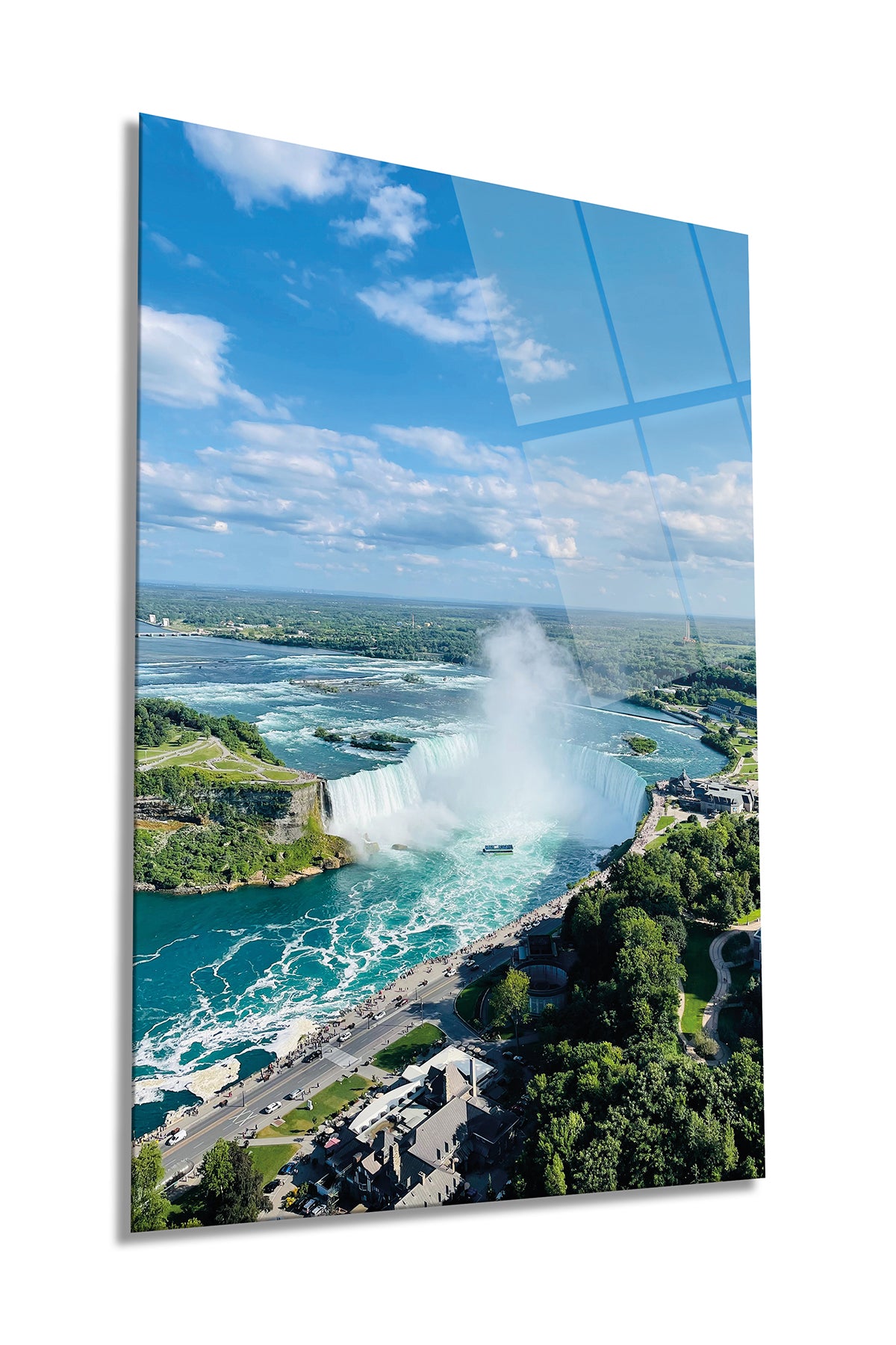 Niagara Şelalesi Kanada Dikey Cam Tablo, Ev ve Ofis Duvar Dekoru, Lüks Hediyelik, Kırılmaz Çizilmez