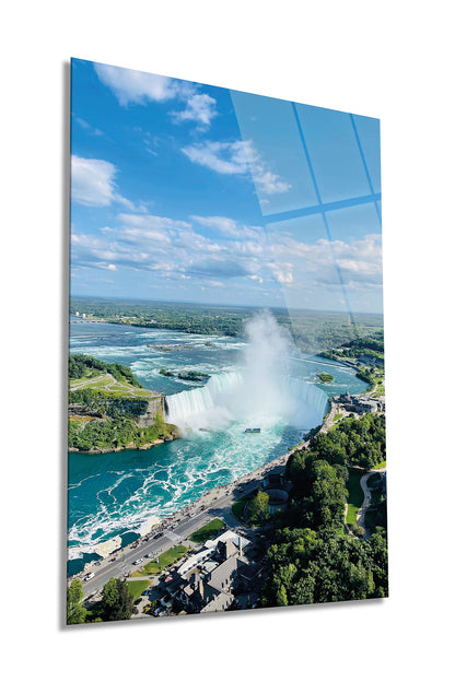 Niagara Şelalesi Kanada Dikey Cam Tablo, Ev ve Ofis Duvar Dekoru, Lüks Hediyelik, Kırılmaz Çizilmez