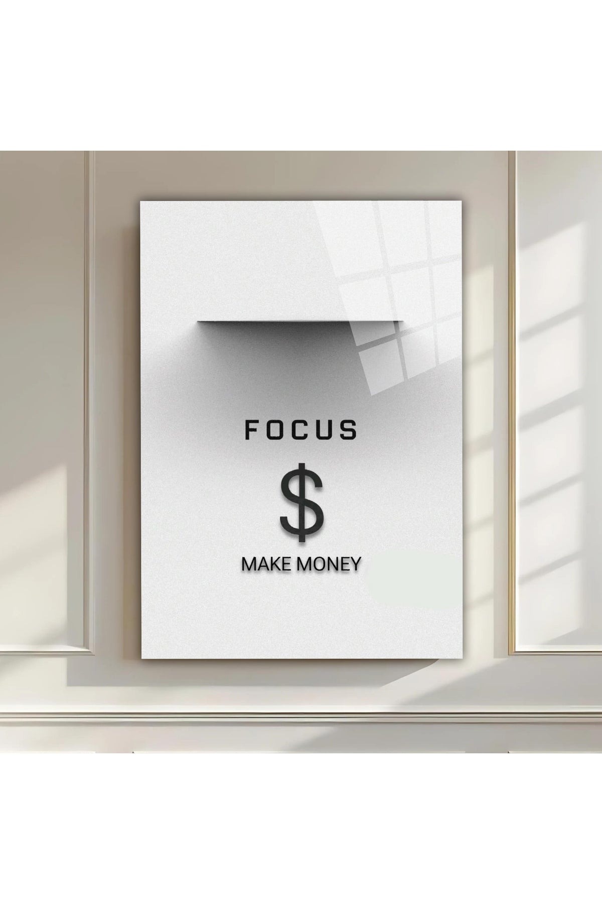 Başarı - Motivasyon Odaklı Sözlü Cam Tablo – Focus Make Money Tasarımı