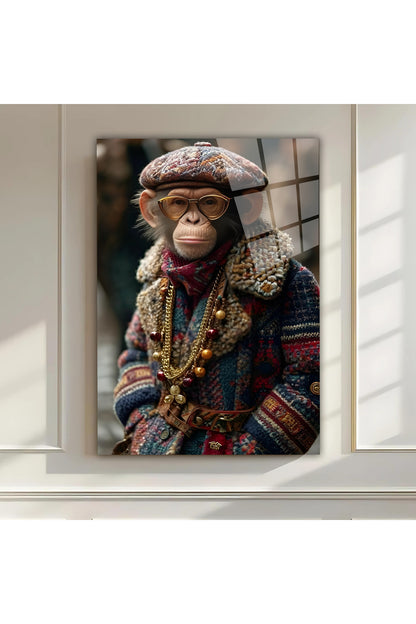 Vintage Stil Maymun Cam Tablo – Eğlenceli ve Şık Bir Ev & Ofis Hediyesi