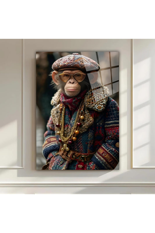 Vintage Stil Maymun Cam Tablo – Eğlenceli ve Şık Bir Ev & Ofis Hediyesi