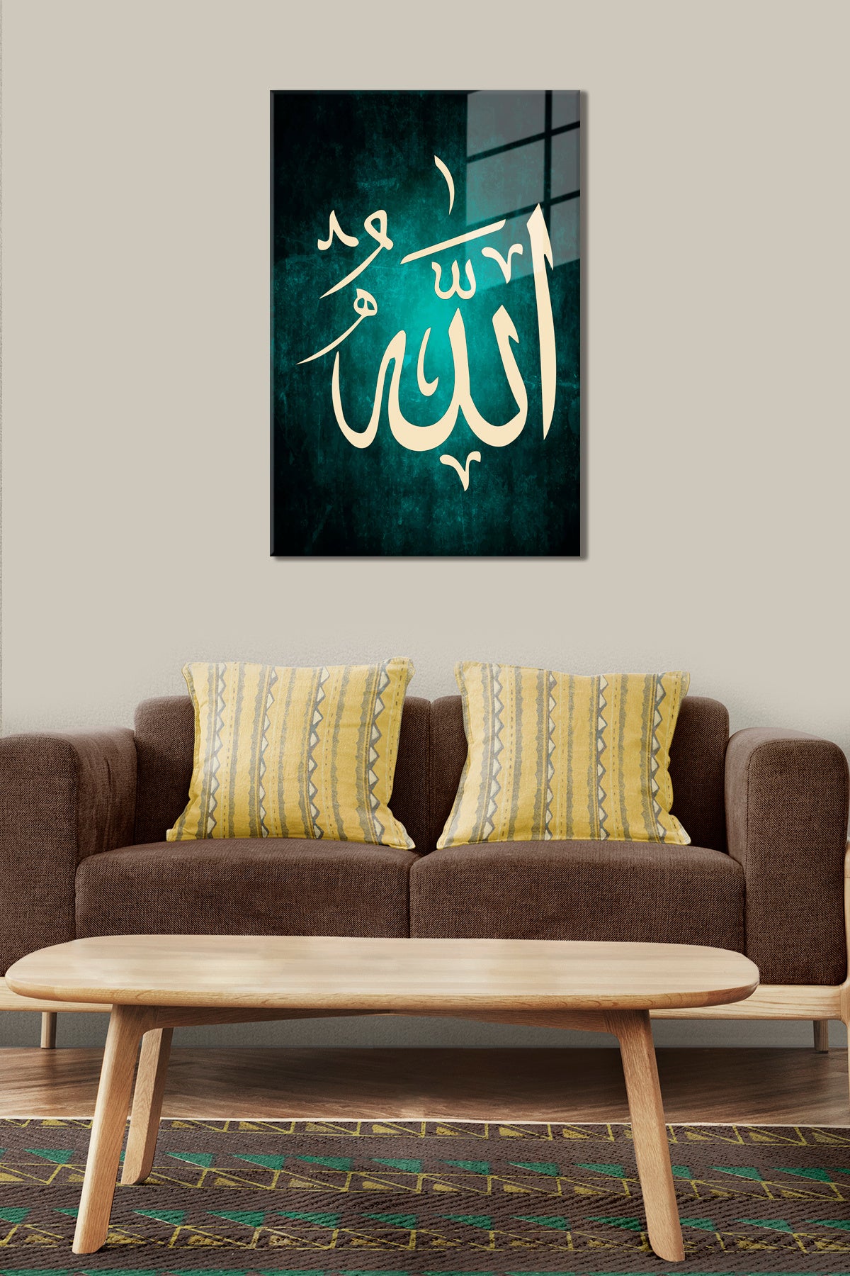 ALLAH YAZILI CAM TABLO - DİNİ DUVAR TABLO-KIRILMAZ CAM TABLO-İSLAMİ DEKORATİF TABLO-YENİ EVE HEDİYE