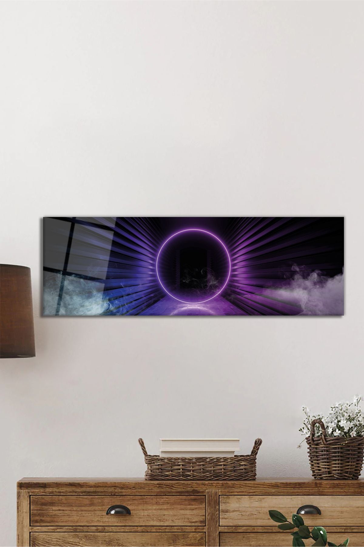 Geometrik Desenler Şık Panoramik Cam Tablo, Ev Ofis Duvar Dekoru, Hediyelik Dayanıklı Temperli Cam