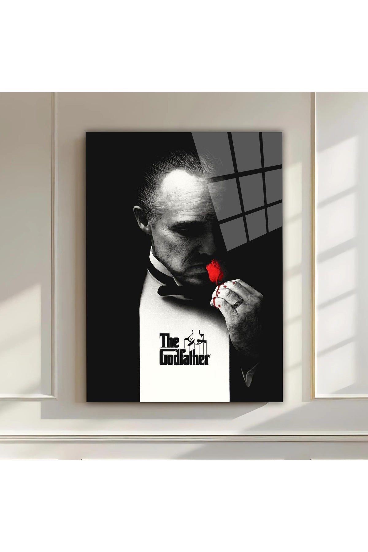 The Godfather Film Posteri – Efsane Sinema Klasiği Cam Tablo