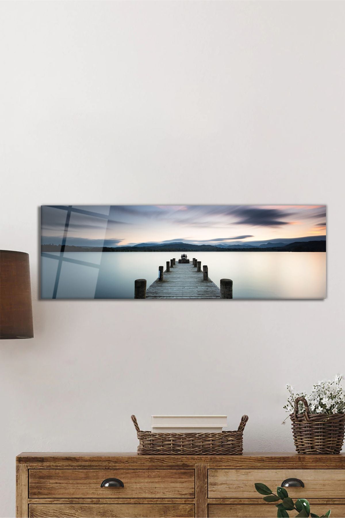 Deniz ve İskele Panoramik Cam Tablo, Modern Ev Ofis Duvar Dekoru, Hediyelik Dayanıklı Temperli Cam