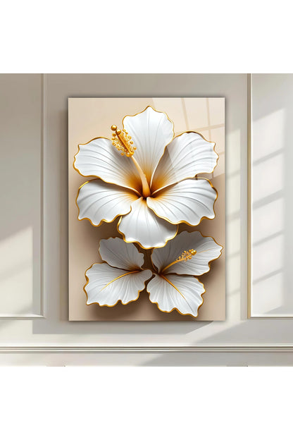Gold White Hibiscus – Modern Cam Tablo