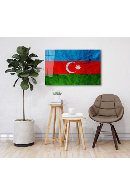 Az?rbaycan Respublikası Cam Tablo, Azerbaycan Cumhuriyeti, Ev Ofis Duvar Dekoru, Büyük Temperli Cam