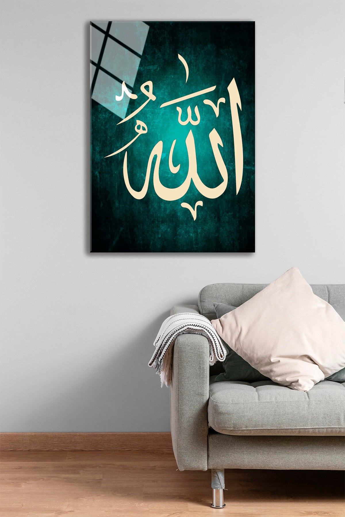 ALLAH YAZILI CAM TABLO - DİNİ DUVAR TABLO-KIRILMAZ CAM TABLO-İSLAMİ DEKORATİF TABLO-YENİ EVE HEDİYE