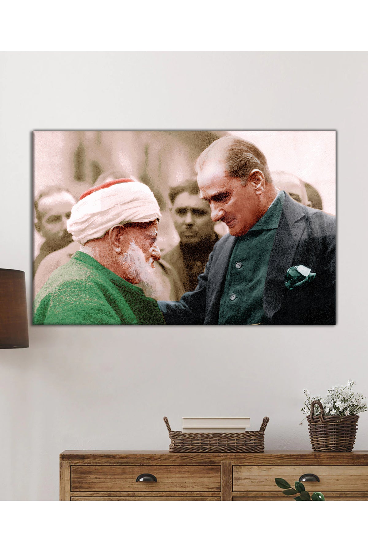 Mustafa Kemal Atatürk ve Halk Cam Tablo, Ev Ofis Okul Duvar Dekoru, Hediyelik, Uv Baskılı Temperli
