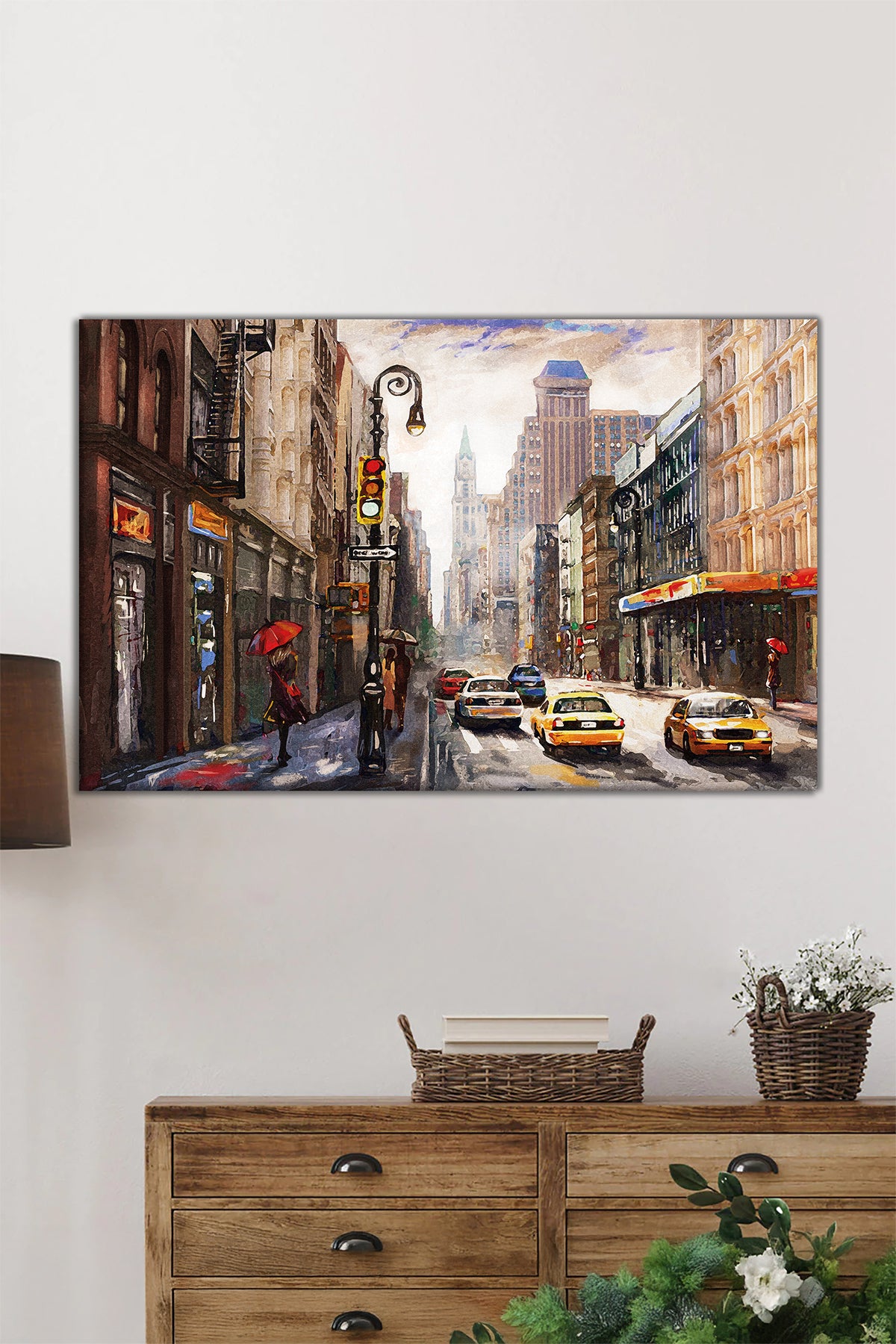 New York Sokakları Yatay Cam Tablo, Resim Sanatı, Ev ve Ofis Duvar Dekoru, Lüks Hediyelik