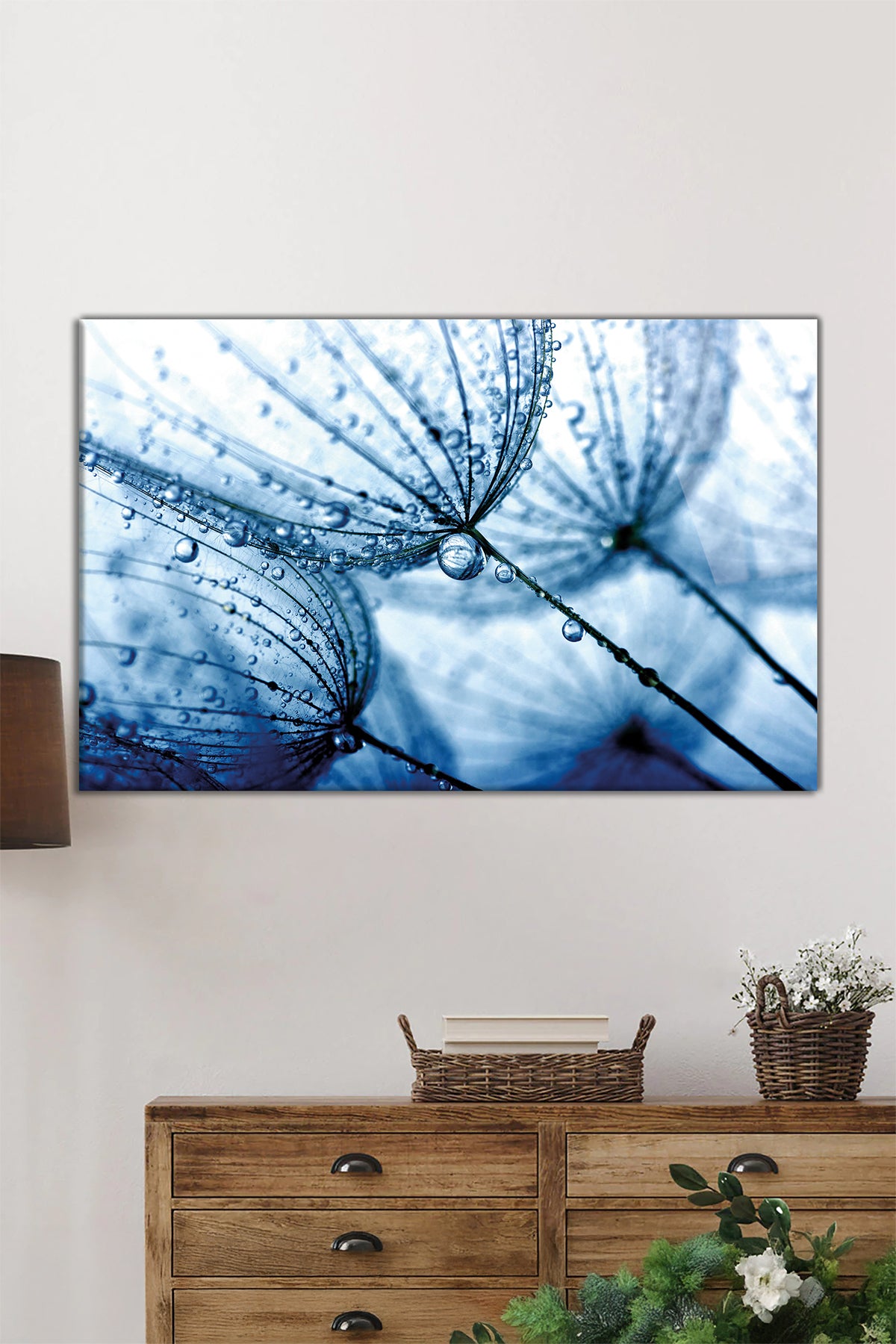 Soyut Karahindiba Yatay Cam Tablo, Ev ve Ofis Duvar Dekoru, Lüks Hediyelik