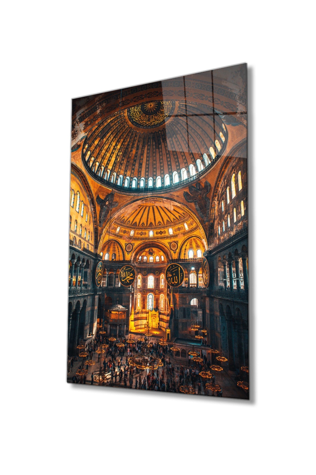 Ayasofya Camii Motif Dini İslami Cam Tablo, Müslüman Ev Ve Ofis Duvar Dekoru Hediyelik, Temperli Cam