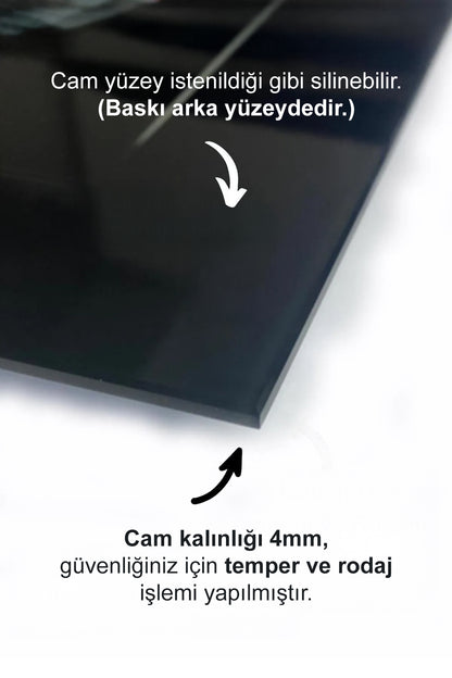 Ormanda Zürafa Çifti Hayvan Portresi Yatay Cam Tablo, Ev ve Ofis Duvar Dekoru, Lüks Hediyelik