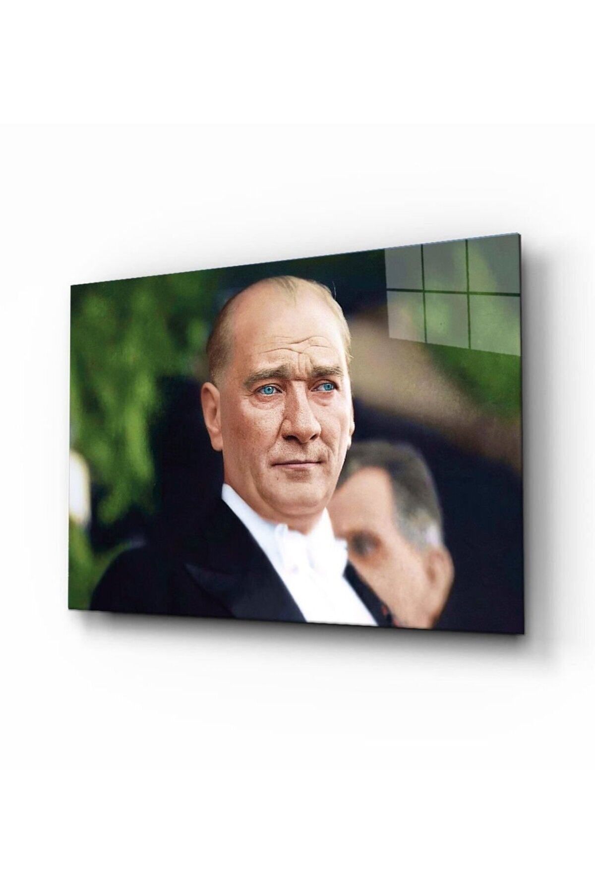 Renkli Mustafa Kemal Atatürk Portresi Cam Tablo, Ev ve Ofis Duvar Dekoru, Hediyelik, Temperli Cam