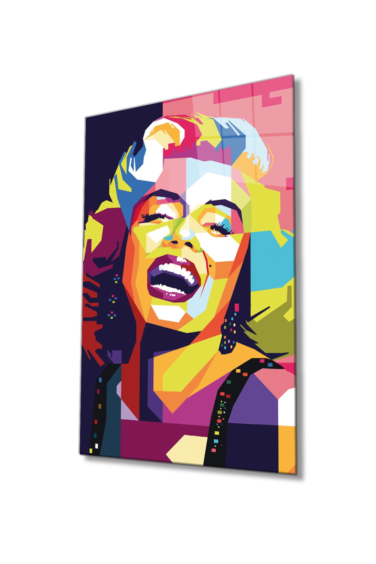 Rengarenk Marilyn Monroe Cam Tablo, Ev Ve Ofis Duvar Dekoru, Hediyelik, Dayanıklı 4mm Temperli Cam