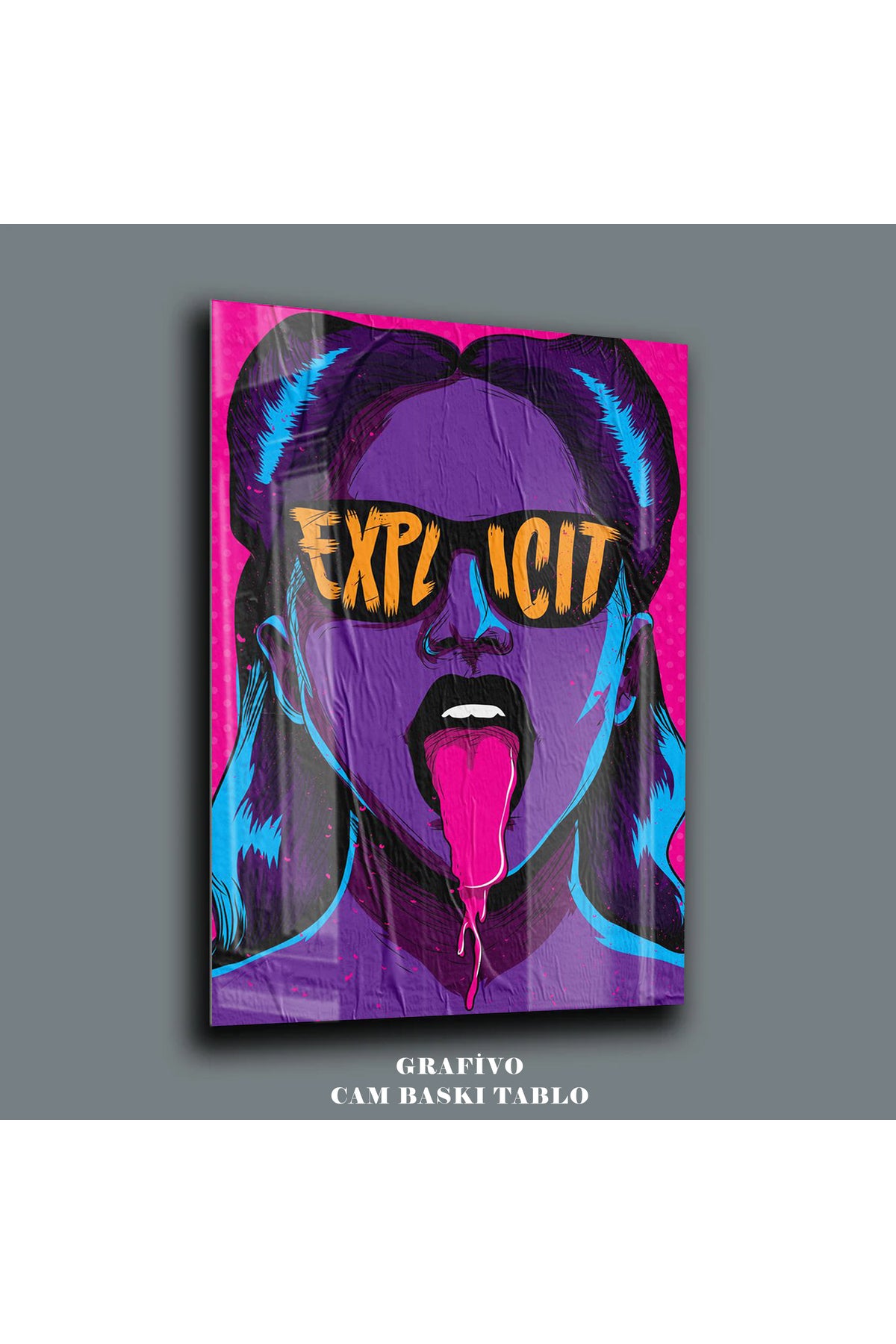 Genç Odası Dekor Pop Art Cam Tablo – Neon Sanat