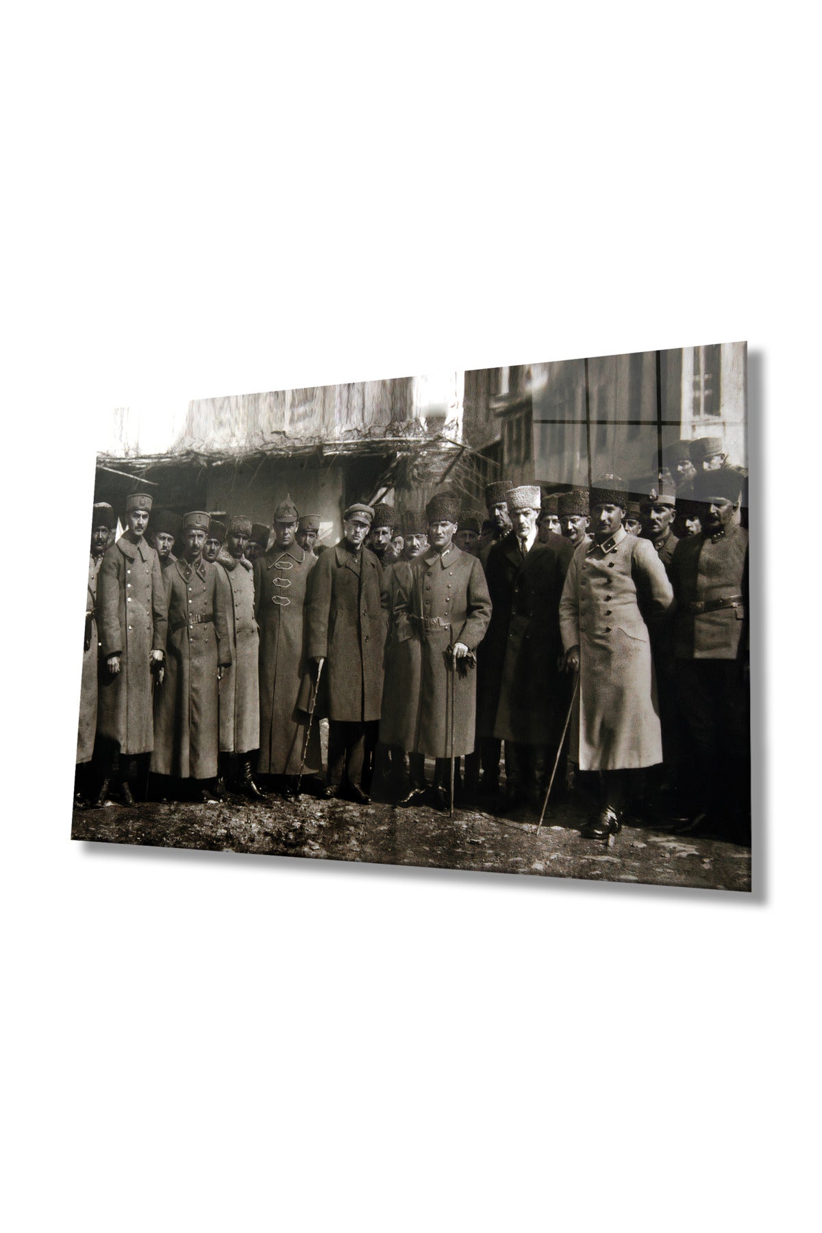 Mustafa Kemal Atatürk ve Ordu Savaş Hatırası Cam Tablo, Ev Ofis Okul Duvar Dekoru Hediyelik Temperli