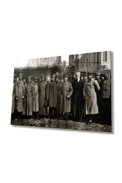 Mustafa Kemal Atatürk ve Ordu Savaş Hatırası Cam Tablo, Ev Ofis Okul Duvar Dekoru Hediyelik Temperli
