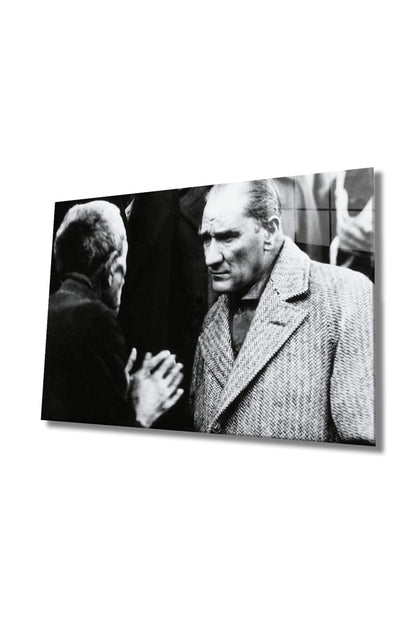 Mustafa Kemal Atatürk Portresi Cam Tablo, Ev, Ofis Ve Okul Duvar Dekoru, Hediyelik, Temperli Cam