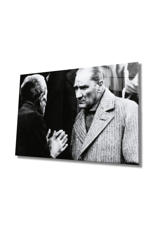 Mustafa Kemal Atatürk Portresi Cam Tablo, Ev, Ofis Ve Okul Duvar Dekoru, Hediyelik, Temperli Cam