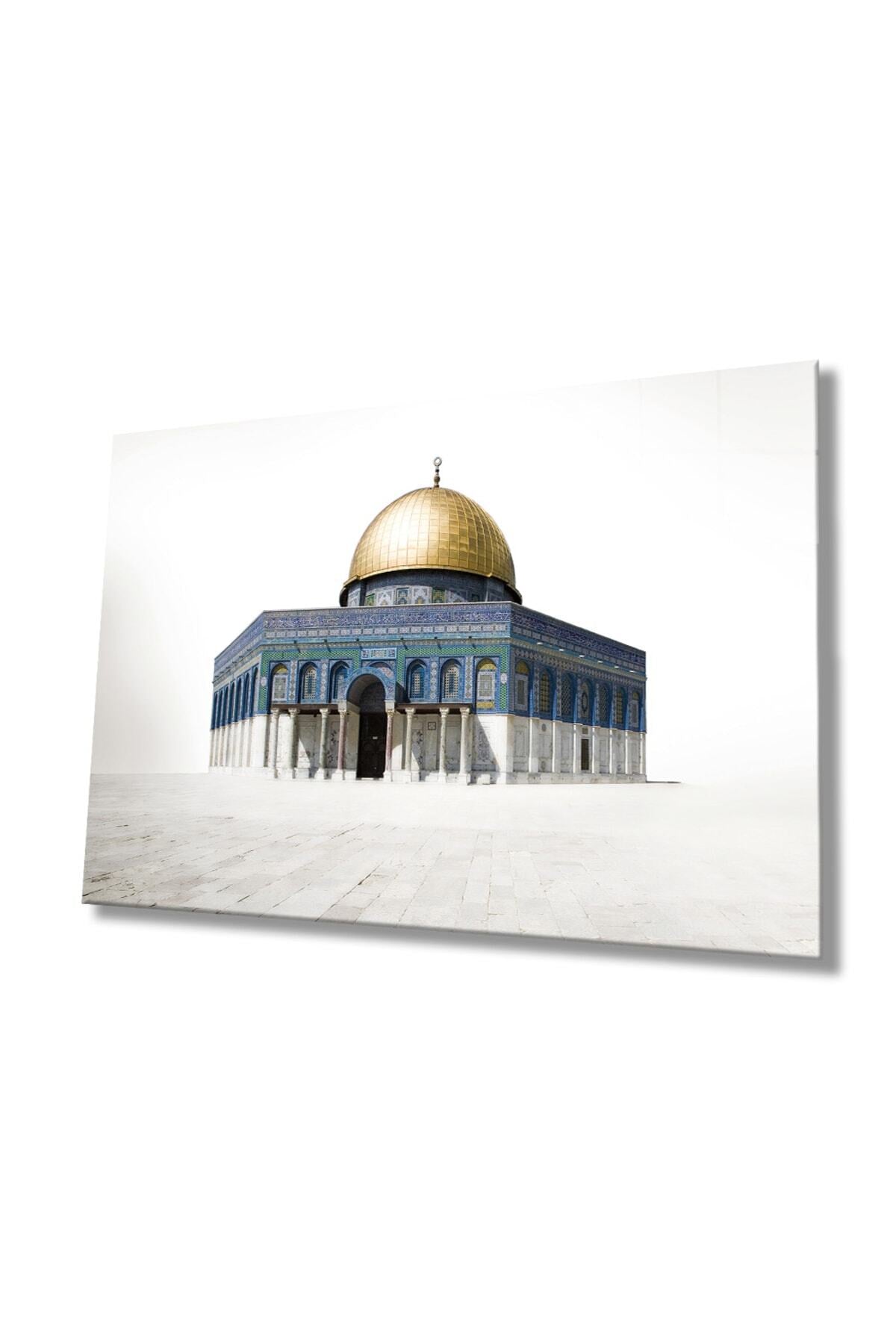 Kudüs Kubbetüs Sahra Dini Islami Cam Tablo, Ev, Ofis Ve Okul Duvar Dekoru, Hediyelik, Temperli Cam