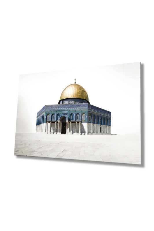 Kudüs Kubbetüs Sahra Dini Islami Cam Tablo, Ev, Ofis Ve Okul Duvar Dekoru, Hediyelik, Temperli Cam