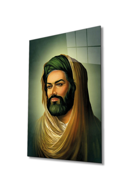 Hazreti İmam Ali Dini Islami Cam Tablo, Hz. Ali, Ev Ve Ofis Duvar Dekoru, Hediyelik, Temperli Cam