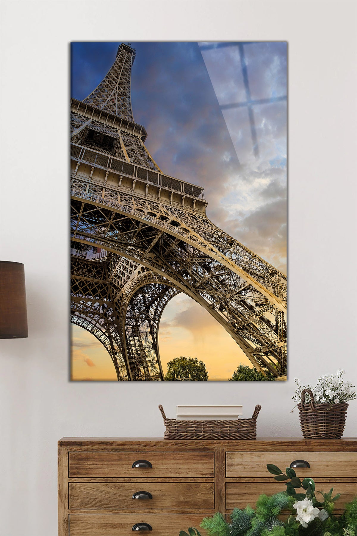 Eyfel Kulesi Paris Dikey Cam Tablo, Ev ve Ofis Duvar Dekoru, Lüks Hediyelik, Kırılmaz Çizilmez