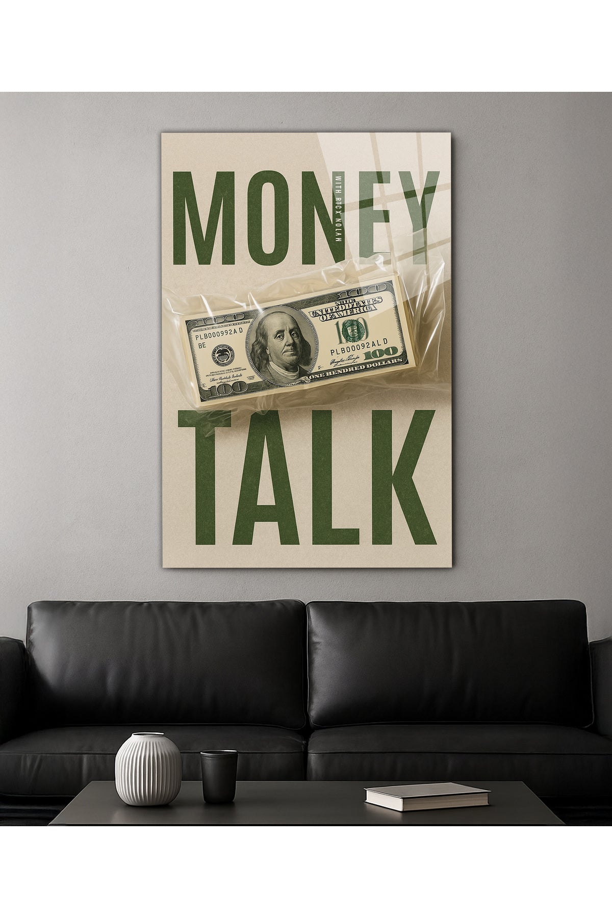 Motivasyon ve Para Konsepti Cam Tablo - Money Talk Dekoratif Tasarım