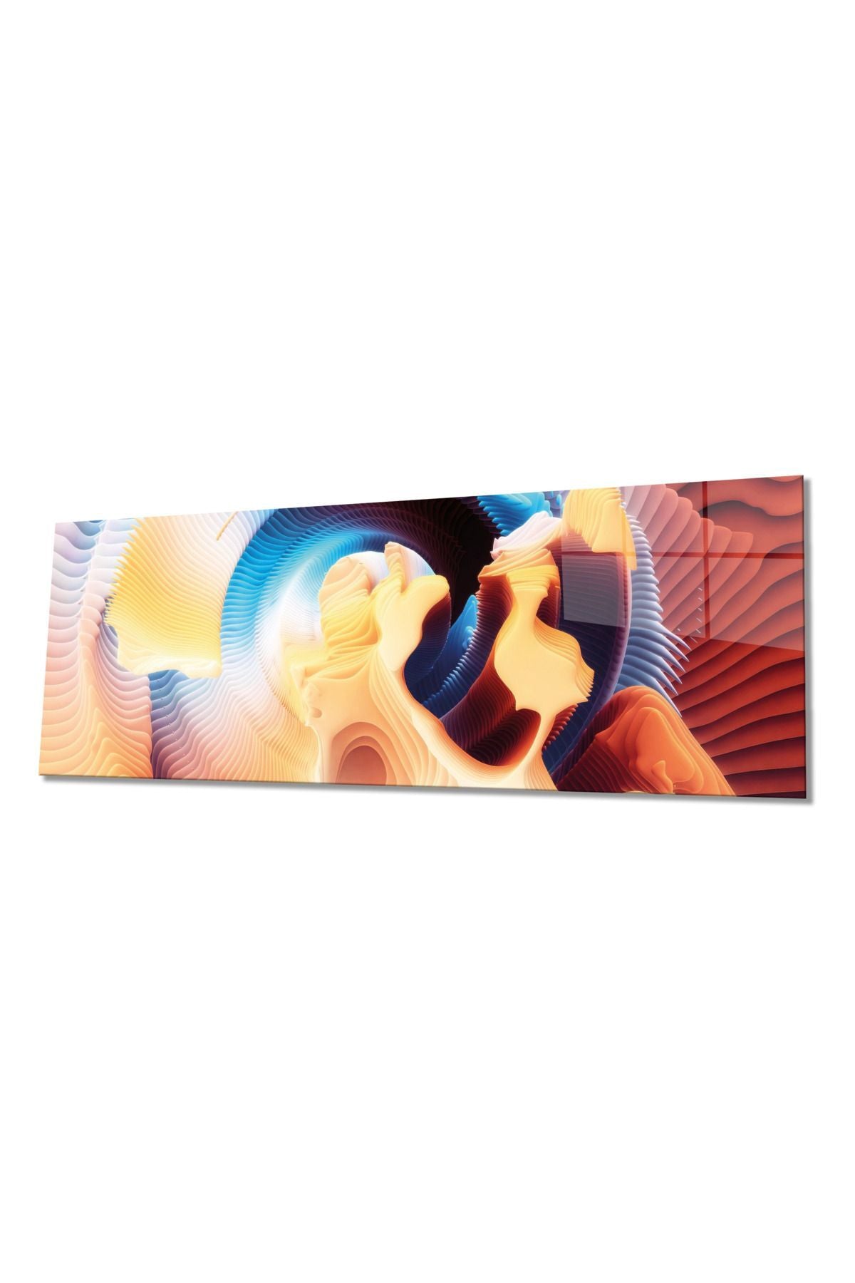 Soyut Desenler Sanatsal Panoramik Cam Tablo, Modern ve Şık Ev Ofis Duvar Dekoru, Hediyelik Temperli