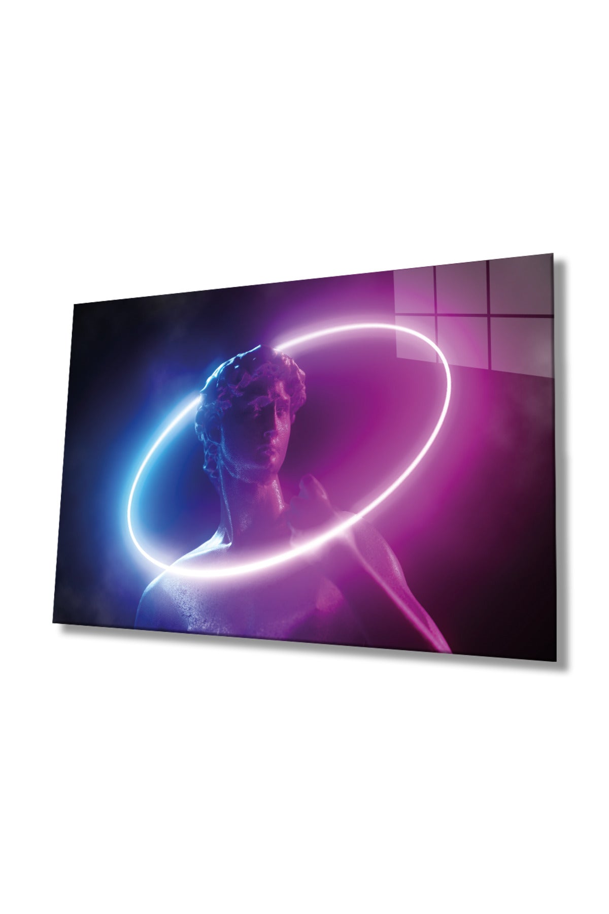 Soyut Neon Heykel Cam Tablo, Şık Modern Ev Ve Ofis Duvar Dekoru, Hediyelik, Dayanıklı Temperli Cam