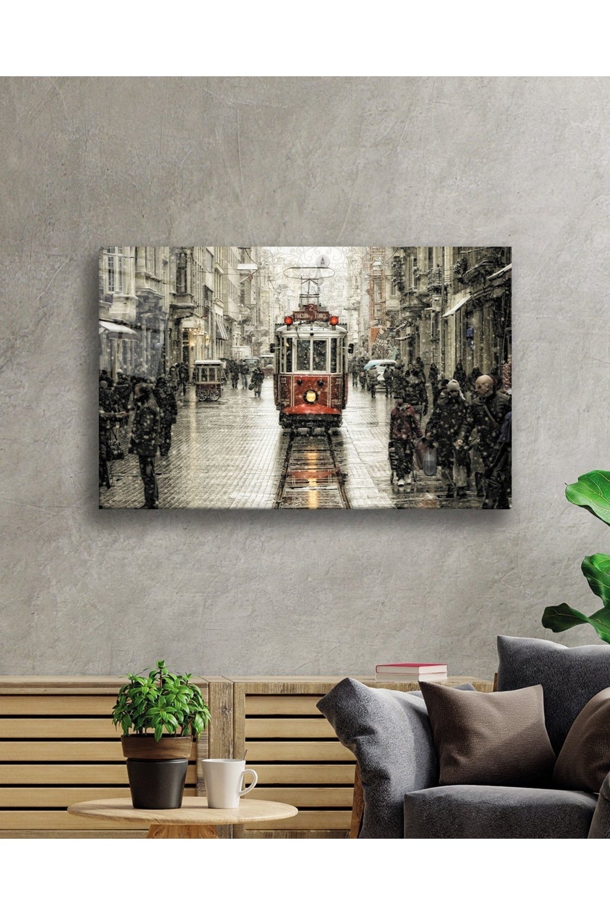 Istanbul Istiklal Caddesi Manzarası Cam Tablo, Ev Ve Ofis Duvar Dekoru, Hediyelik, Temperli Cam