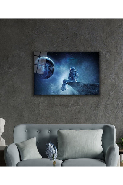 Uzay, Gezegen, Yıldız Ve Astronot Cam Tablo, Ev, Ofis Ve Okul Duvar Dekoru, Hediyelik, Temperli Cam