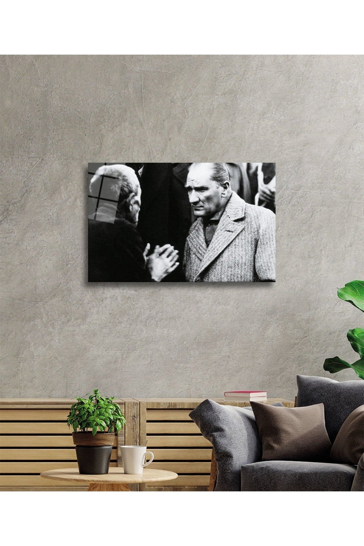 Mustafa Kemal Atatürk Portresi Cam Tablo, Ev, Ofis Ve Okul Duvar Dekoru, Hediyelik, Temperli Cam