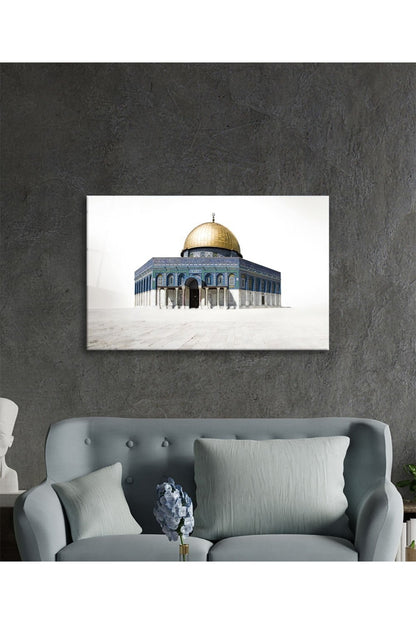 Kudüs Kubbetüs Sahra Dini Islami Cam Tablo, Ev, Ofis Ve Okul Duvar Dekoru, Hediyelik, Temperli Cam